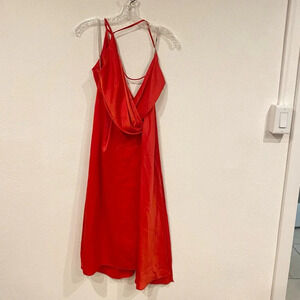 ASOS DESIGN drape front midi slip dress with wrap skirt Size 4 EUC